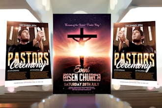 design church flyer or pastors ceremony flyer in 12 hrs