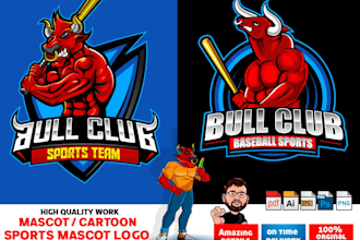do sports mascot and cartoon logo design for your business