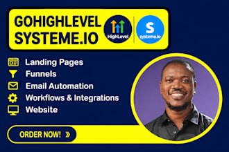 build systeme io and gohighlevel landing page, funnel and website