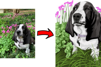 draw your pets photo for poster and custom case