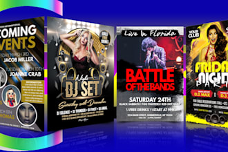 do club, party, music, dj, birthday, event flyer in 10 hours
