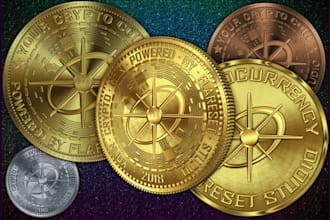 design high quality crypto coin in 3d style