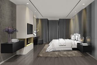 make bedroom interior illustration, sketch