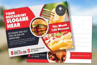 design amazing restaurant postcard, recipe card, eddm