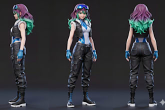 make game ready 3d character model with pbr textures