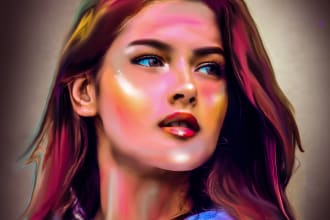 draw oil painting pop art in abstract style from photos