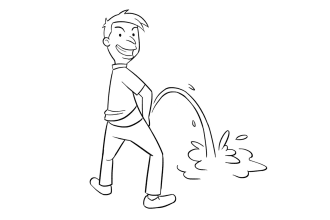 draw funny humorous black and white line art illustration