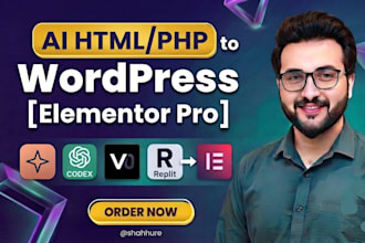 convert ai, webflow, squarespace, wix, or figma to wordpress elementor