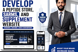 develop a peptide store, sarms, and supplement website