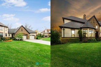 edit real estate images from day to dusk, twilight