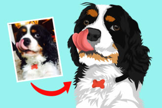 vector illustration cartoon portrait of your pet