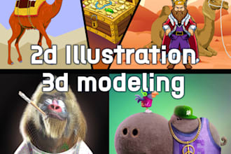 do digital 2d and 3d cartoon and nft traits