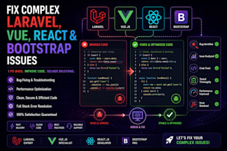 fix complex PHP laravel, vue, react and bootstrap issues
