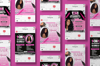 create a top quality hair extension flyers posters