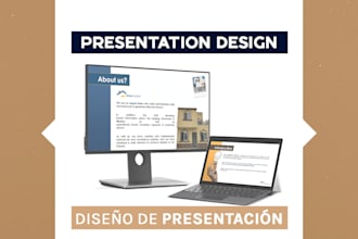 design a professional branded presentation in spanish or english