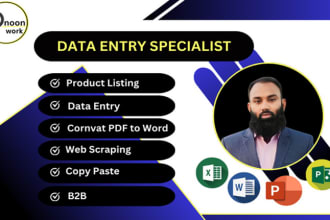 do data entry, data scraping,product listing,copy paste jobs