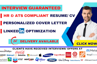 deliver professional resume writing services, CV, cover letter, linkedin