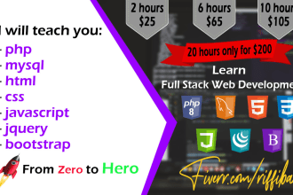 teach you php,mysql,html,css,javascript,jquery,bootstrap, online coding lessons