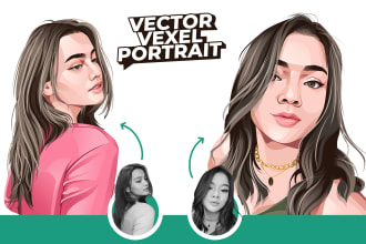 do realistic cartoon vector portrait in my style