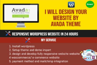 design your wordpress website by avada theme in 24 hours