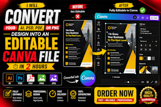 convert your ai, PSD, PDF, or png design into an editable canva file