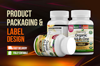 do product label design, packaging design with free mockup