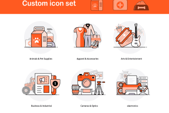 design custom svg illustrative icon set for website