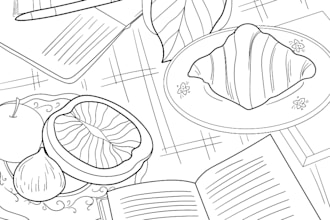 relaxation coloring book, detailed line art