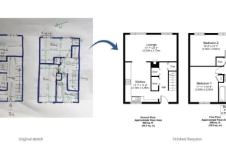 convert your sketch or pdf in 2d black and white drawing