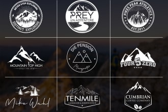 make 2 hand draw mountain, hiking or adventure   logo