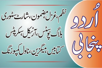 write, edit, proofreading, urdu punjabi poetry, articles, speech, scripts, story