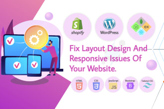 fix html css js bootstrap wordpress shopify website design and responsive issues