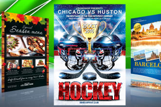 design any sports, food, travel, cruise and event flyer