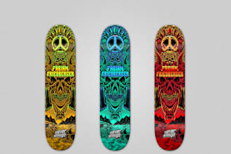 design awesome skateboard with detailed handrawn