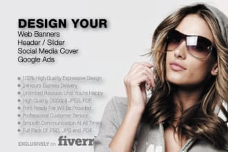 design web banner, header, cover, ad