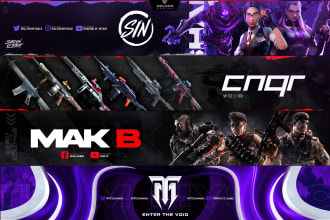 design gaming banner for youtube,twitch and esports