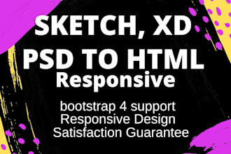 convert xd, PSD, sketch, figma to HTML responsive