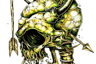 draw skull illustration for you