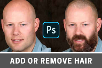 add hair, remove hair, retouch beard or hairstyle, colour photo using photoshop
