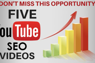 write SEO optimised description,tags for your 5 youtube videos