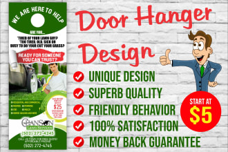 design lawn care, roofing, solar, washing, and cleaning, door hanger