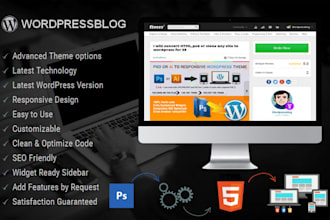 convert HTML, PSD or clone any site to wordpress