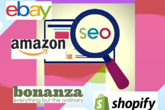 do product listing on ebay, bonanza store with SEO services