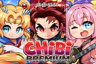 draw premium cute anime chibi or custom character