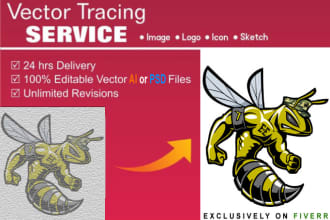 any work of adobe illustrator vector tracing, redraw logo design