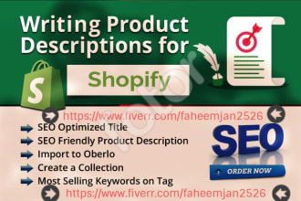 write product title, description, and keywords on shopify