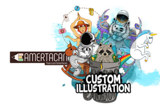make cartoon illustration for cover, tshirt or merchandise