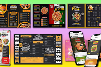 do professional retaurant, digital, food menu flyer or card design
