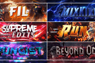 design an eye catching banner for youtube, twitter, twitch