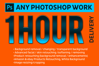 do any photoshop work or background removal with in 1 hour